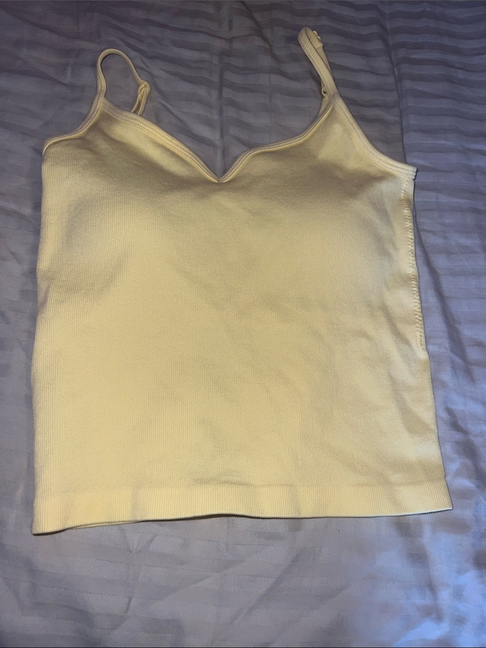 Women’s Yellow Ribbed V-Neck Cami Tank Top